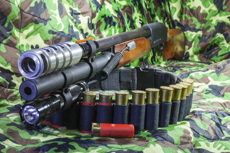 pump action Shotgun flashlight mount