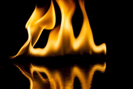 Fire flames on black background