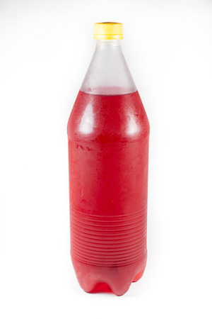Strawberry Water In clear bottles on white background. Strawberry Water In clear bottles on white background.