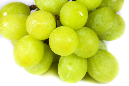 Fresh green grapes on white backgroundの写真素材