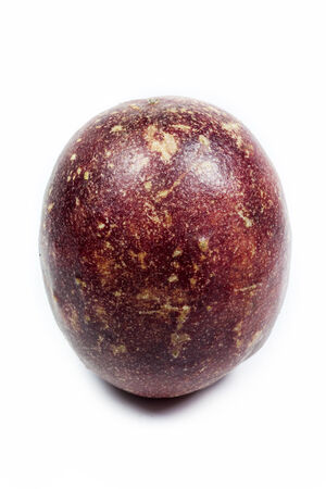 Fresh passion fruit on white backgroundの写真素材