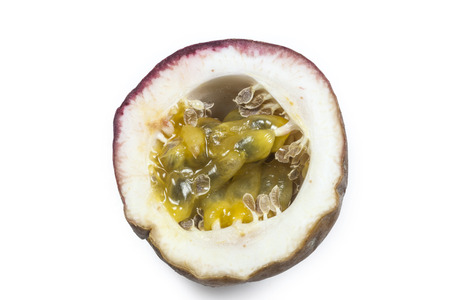 Fresh passion fruit on white backgroundの写真素材