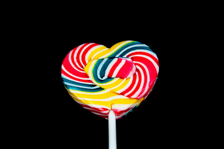 colorful Lollipop On black backgroundの写真素材