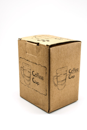 Cardboard box on a white background.の写真素材