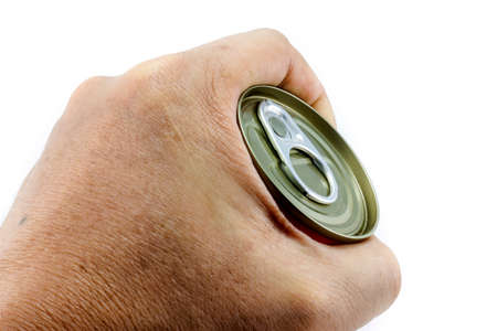 Open aluminum can On a white background