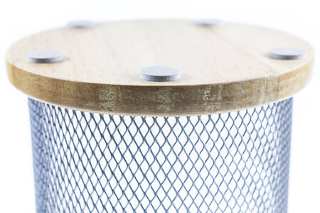 Mesh basket on a white background.の写真素材