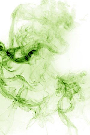 Green smoke with white backgroundの写真素材