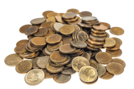 Coins on white backgroundの写真素材