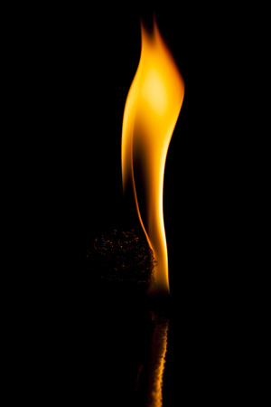 Fire flames on black backgroundの写真素材