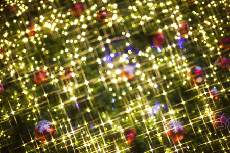 Christmas Tree decorations lit background