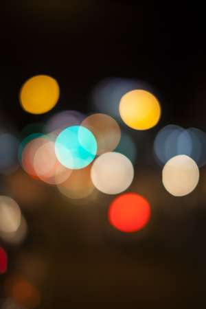 lights of bokeh on black backgroundの写真素材