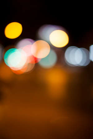 lights of bokeh on black backgroundの写真素材