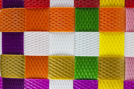 woven plastic line background textureの写真素材