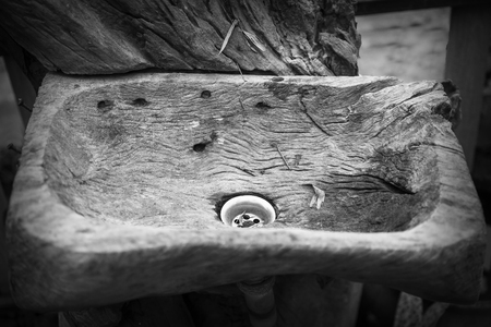 Old wooden wash basin out door.の写真素材
