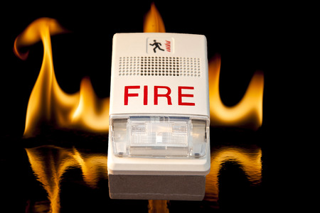 fire alarm on the wallの写真素材