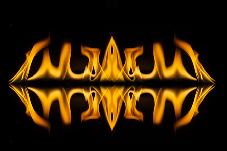 Fire flames on black backgroundの写真素材