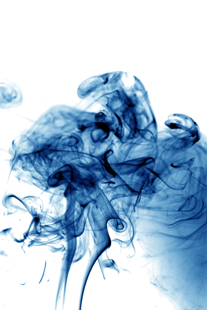 Blue smoke on white background.の写真素材