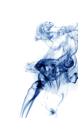 Blue smoke on white background.の写真素材