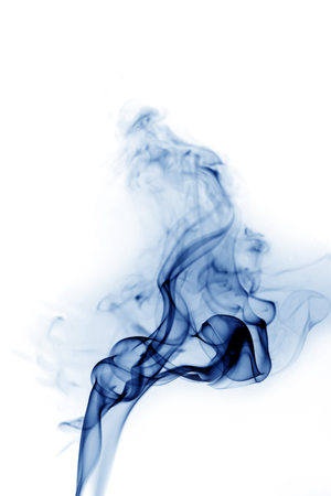 Blue smoke on white background.の写真素材