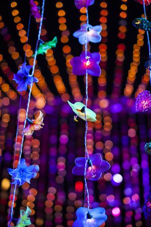 Blurred Street night pedestrians.の写真素材