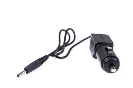 Mobile charger In car on White background.の写真素材