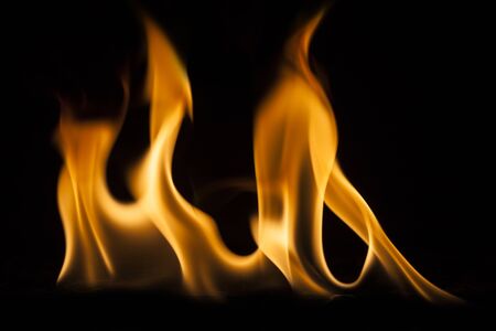 Fire flames on black background.の写真素材