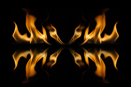 Fire flames on black background.