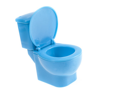 tBlue oilet bowl on white backgroundの写真素材