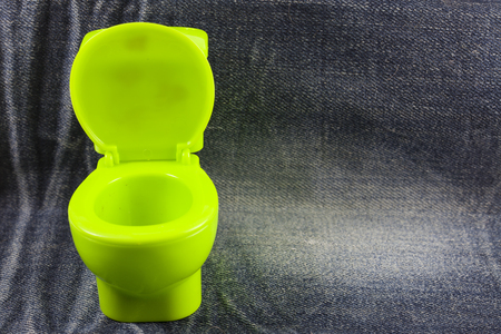 Green toilet bowlの写真素材