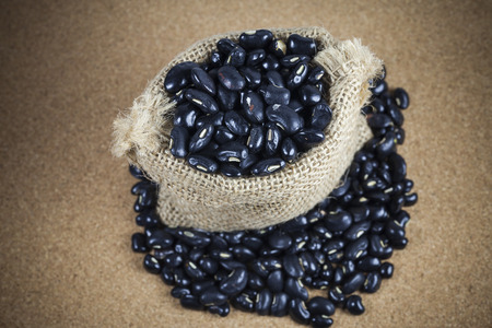 Black Eyed Peas in canvas sackの写真素材