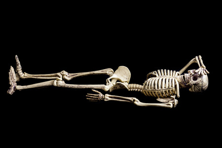 Skeleton model action on black background.の写真素材