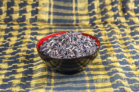 Thai black rice berries.の写真素材