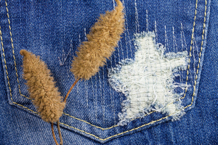 Jeans torn denim texture.