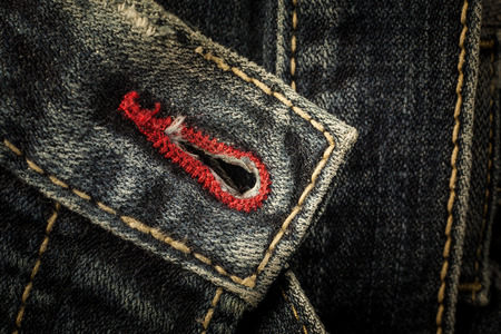 vintage jeans sewing line of closeup texture.の写真素材