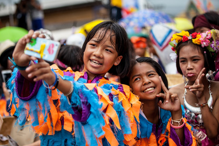LOEI ,THAILAND-JULY 7: Ghost Festival (Phi Ta Khon) The mask procession celebrated  on Buddhist holiday known in Thai as"Boon Pra Wate" at Loei province,July 7, 2016のeditorial素材