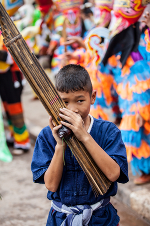 LOEI ,THAILAND-JULY 7: Ghost Festival (Phi Ta Khon) The mask procession celebrated  on Buddhist holiday known in Thai as"Boon Pra Wate" at Loei province,July 7, 2016のeditorial素材