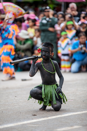 LOEI ,THAILAND-JULY 7: Ghost Festival (Phi Ta Khon) The mask procession celebrated  on Buddhist holiday known in Thai as"Boon Pra Wate" at Loei province,July 7, 2016のeditorial素材