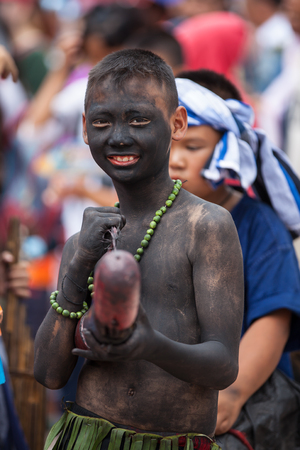 LOEI ,THAILAND-JULY 7: Ghost Festival (Phi Ta Khon) The mask procession celebrated  on Buddhist holiday known in Thai as"Boon Pra Wate" at Loei province,July 7, 2016のeditorial素材