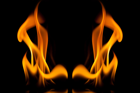 Fire flame on black background.