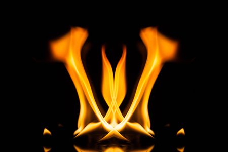 Fire flame on black background, Fire, Flameの写真素材