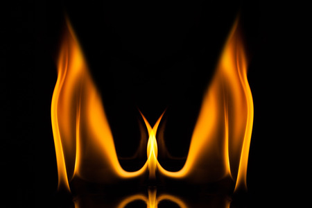Fire flame on black background, Fire, Flameの写真素材