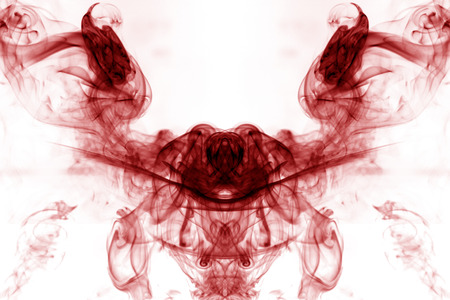 Red smoke movement on a white background.の写真素材