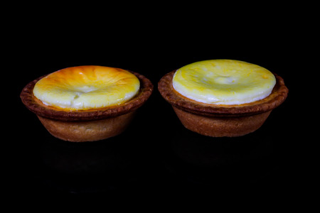 Cheese Tart On a black background.の写真素材