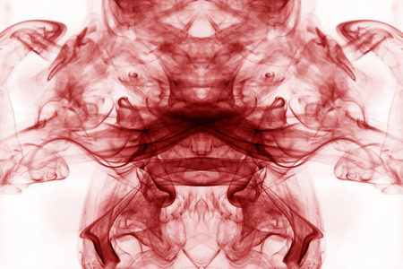 Red smoke movement on a white background.の写真素材