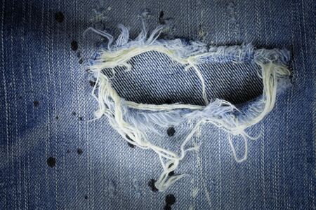 Jeans background, Denim torn texture.の写真素材