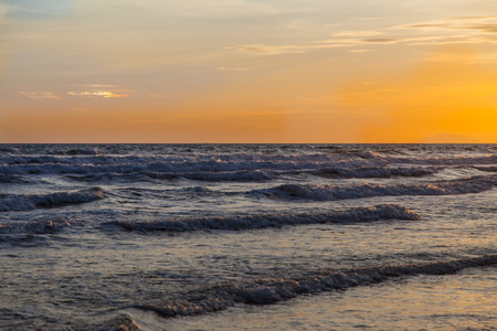Sunset and sea waves, Beautiful gold sunset on the sea. , Sea Sunset