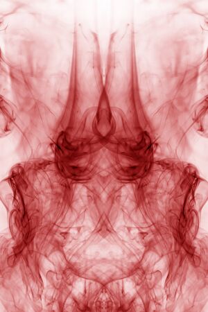 Red smoke movement on a white background.の写真素材