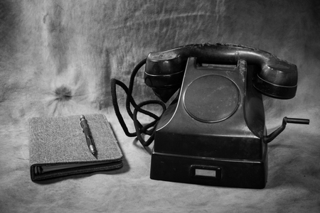 Vintage black phone, Phone Book.の写真素材