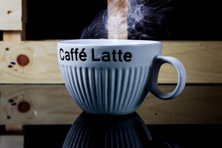 Hot coffee latte cup delicious.の写真素材