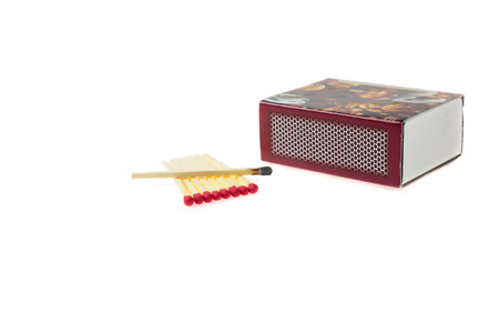 Box of matchs on white background.の写真素材